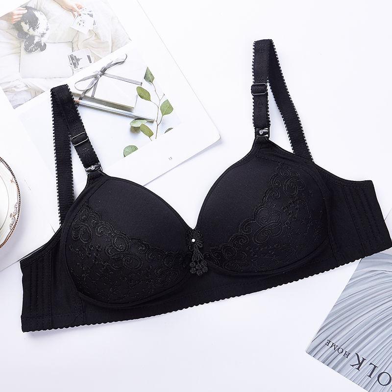 Large Size Sexy Lace Ladies Underwear Steel Ring Embroidered Gather Bra Adjustable Women's Underwear