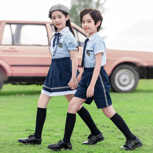 Kindergarten Uniforms Summer 2021 Summer Primary School Students Short-sleeved School Uniform Suit British College Style Class Clothes