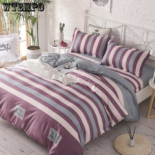 Bedding Set stripe Duvet Cover King Queen Size Quilt Cover Brief Bedclothes Comforter Cover