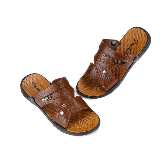 Sandals Men's Waterproof Non-slip Beach Shoes Men's Dual-use Large Size Sandals and Slippers Imitation Leather