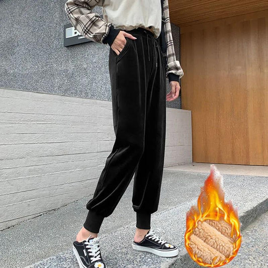 Autumn and Winter Plus Velvet Thickened Sweatpants Women Loose Bottoming Guard Pants Feet Leisure Rhyme Daharem Pants Women