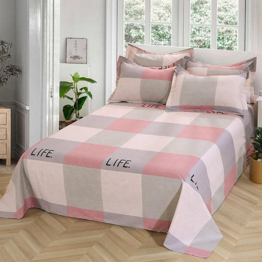 Bedding Large Cotton Sheets Good Air Permeability Washable Single and Double Beds Two Pillowcases and One Bed Sheet with Delicate Patterns