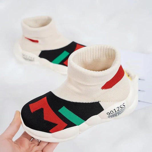 Girls' Casual Sneakers Spring and Autumn Models Korean Princess Shoes Big Children's Knitted Non-slip Children's Shoes