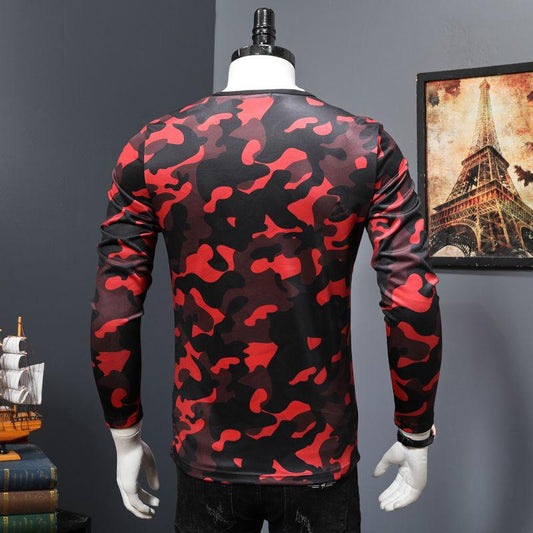 Autumn and winter long-sleeved T-shirt sweater men's personality 3D printed round neck T-shirt