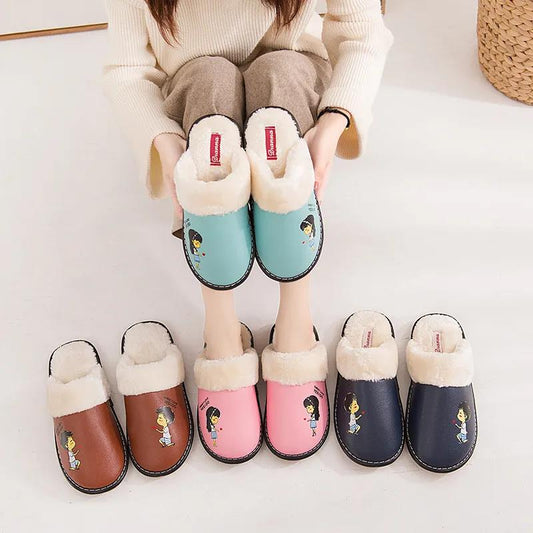 Autumn and Winter Pure Cotton Slippers Indoor Non-slip Soft-soled Shoes Warm Simple Plush Cotton Shoes