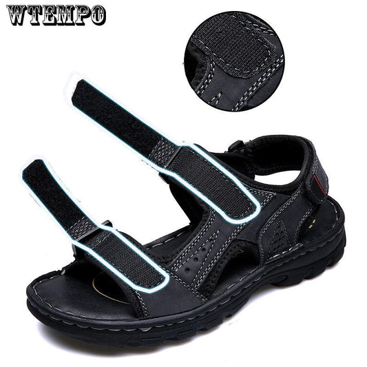 Brand Men Summer Fashion Sandals Beach Shoes Genuine Leather Comfortable Casual Shoes