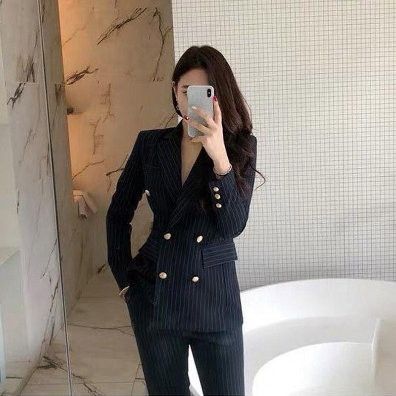 Spring and Autumn Suit Two-piece Suit Temperament Business Wear Fashion British Style Casual Work Wear Formal Jacket Women