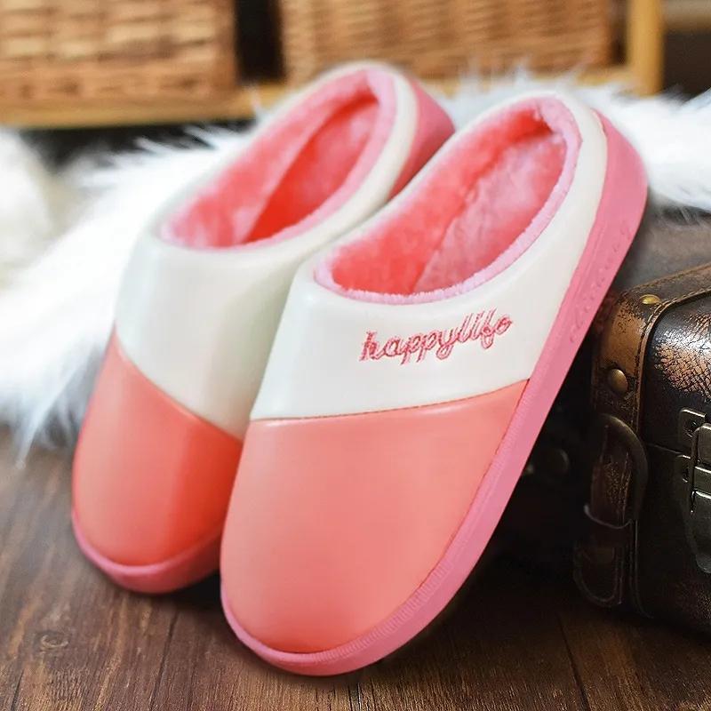 Women Winter Warm Fur Slippers Men Couples House Non-slip Soft Shoes Comfort Flat Heel Home Indoor Bedroom Zapatillas Casa Mujer