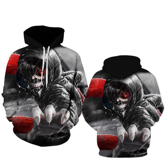 Hoodies Unisex Men's 3D Tokyo Ghoul Printing Creative Round Neck Polyester Casual Long Shirts