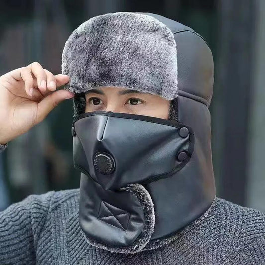 One-piece Hat Women Thick Warm Hat Men Winter Cycling Windproof Face Mask Hat Ear Protection Cold Down Cap