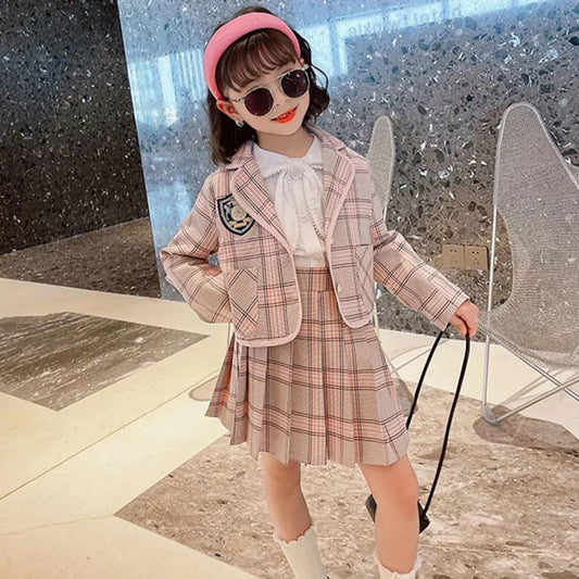Three-piece Skirt Girl Spring Suit Jacket Children's Spring College Wind Uniform