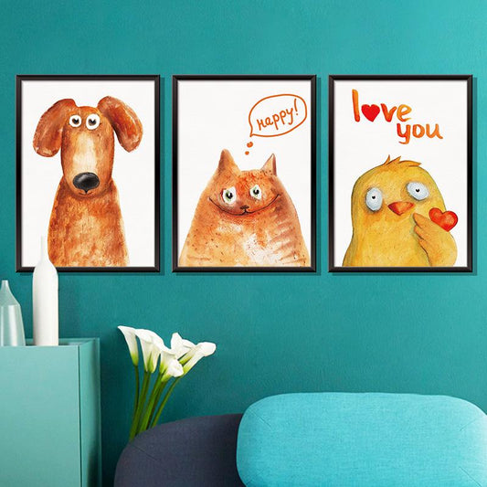 Cute pet animal painting 3D photo frame wall stickers background decoration removable stickers