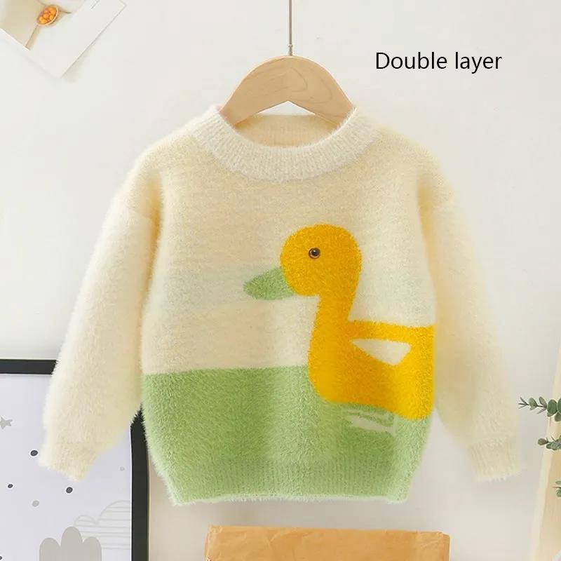 Children's Sweater Women's Plus Velvet Thick Sweater Knit Sweater Boys and Girls Children's Clothing Women's Autumn
