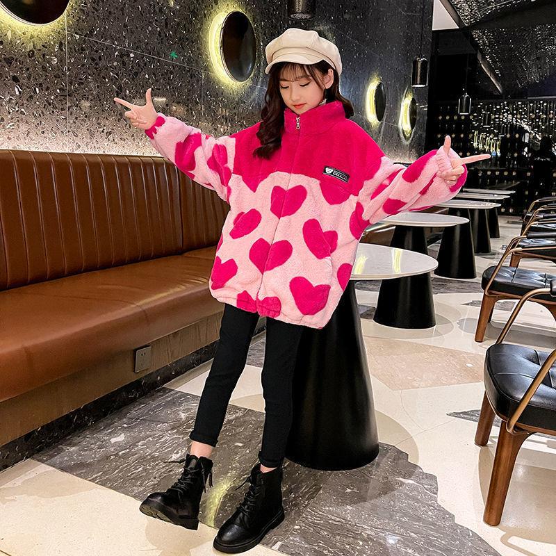 Girls Lamb Puffer Jacket Warm and Thick Autumn and Winter Clothes Windproof Stand Collar Top