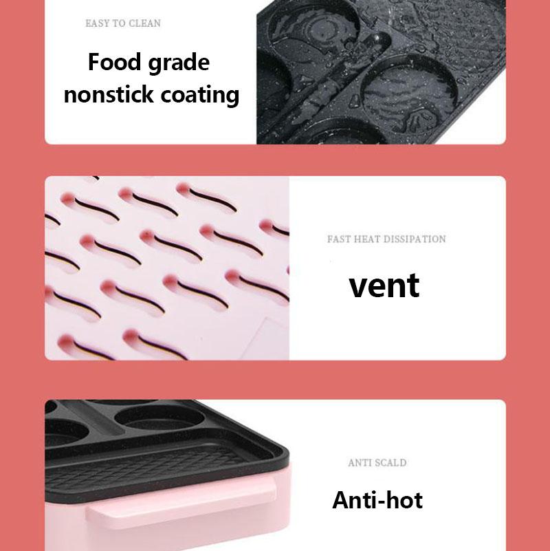 900W Frying and Baking Machine Flat Bottom Frying Pan Waffle Maker Kitchen Supplies for Family