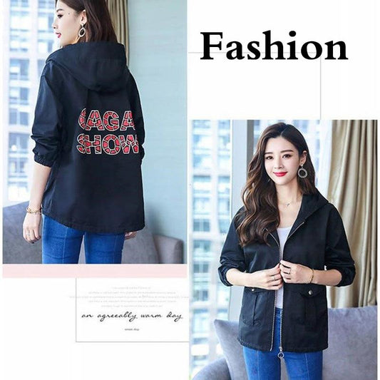 Spring and Autumn Short Hooded Casual Small Windbreaker Loose Jacket Jacket Women