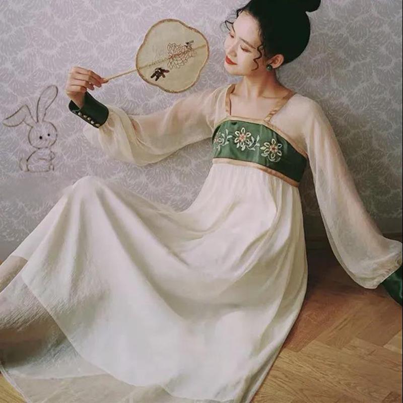 Literary and Artistic Retro Chinese Style Antique Chest Full-chested Hanfu Improved Dress Female Han Elements