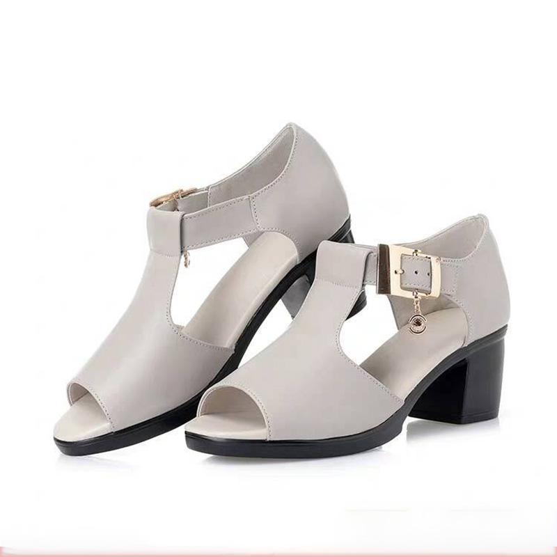 Fish Mouth Sandals Women Spring and Summer Rome Women's Thick Heels All-match Middle-heel Women's Shoes Middle-aged Mother Shoes