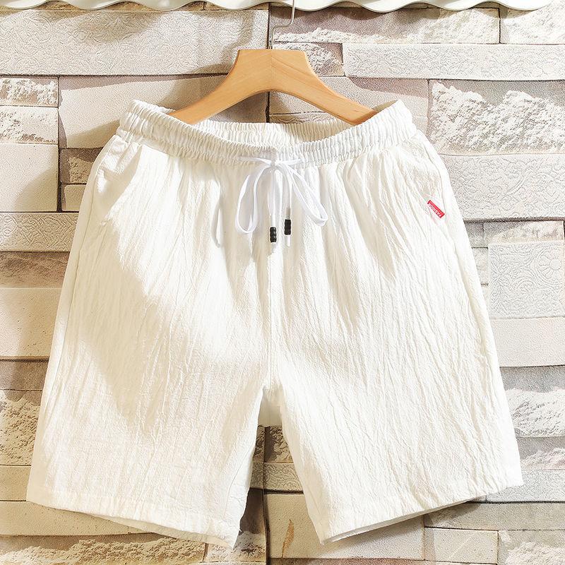 Summer Linen Shorts Male Plus Fat Plus Size Loose Fat Cotton and Linen Five-point Pants Sports Leisure Beach Pants