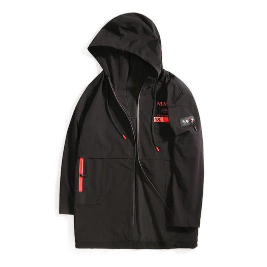 Autumn and Winter Hooded Coat Mid-length Plus Size Loose Windbreaker
