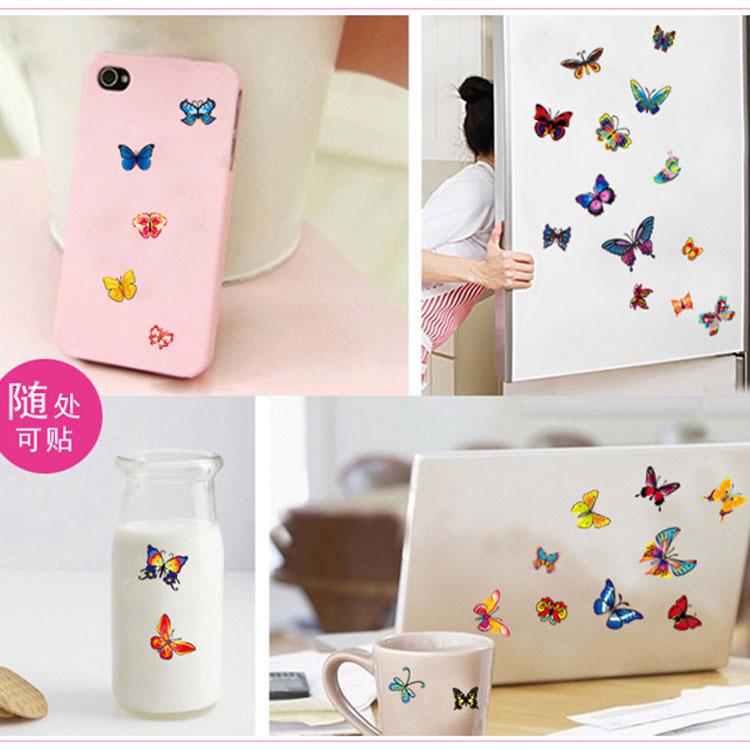 60 butterflies color transparent stickers fashion creative home small decoration