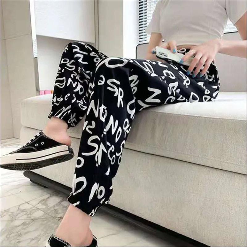 Ice Silk Sports Pants Girls Summer Thin Section Loose and Thin Large Size Leggings Harem Casual Bloomers