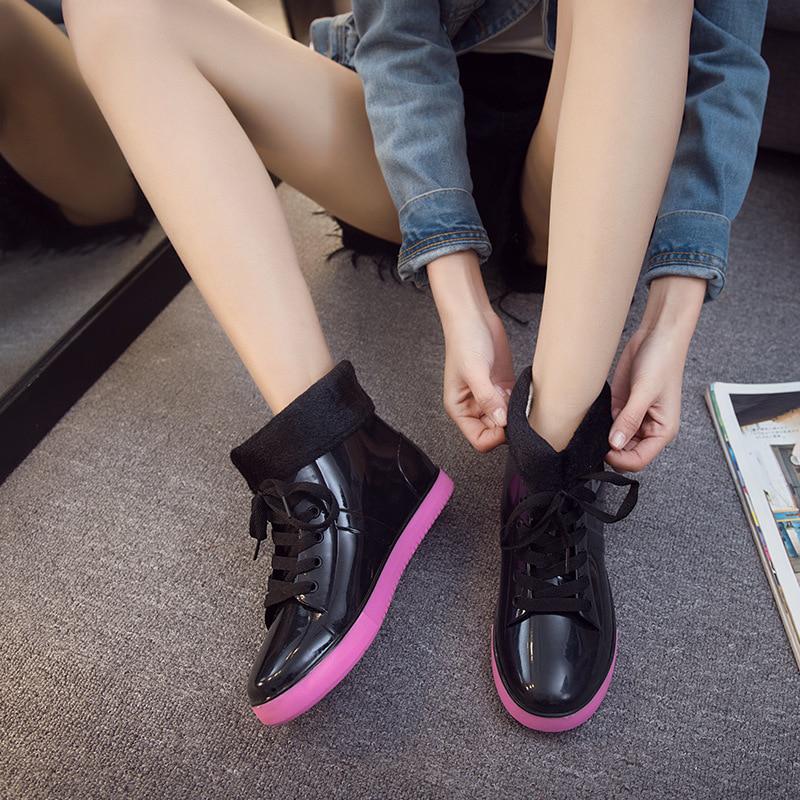 Solid Non-Slip Rain Boots Leisure Shoes Ankle Round Toe Low Rubber Women Waterproof Rainboots
