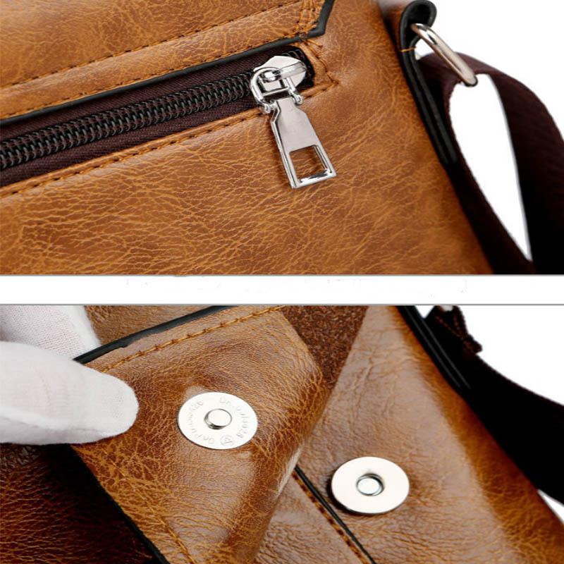 Mini Casual Men's Bag Shoulder Bag Messenger Bag Small MINI Flat Backpack Leather Bag