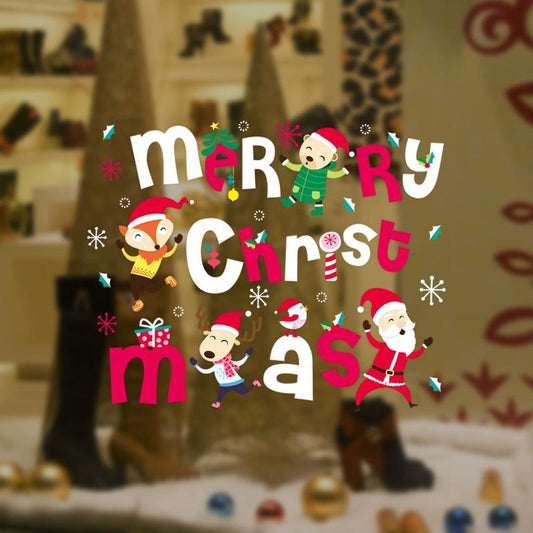 Christmas Santa Claus window glass shop decoration wall stickers
