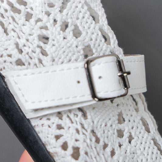 Cloth Shoes Women's Flat Shoes with Hollow Holes Sandals Non-slip Peas Shoes Women's Casual Buckle Comfortable Flat Shoes