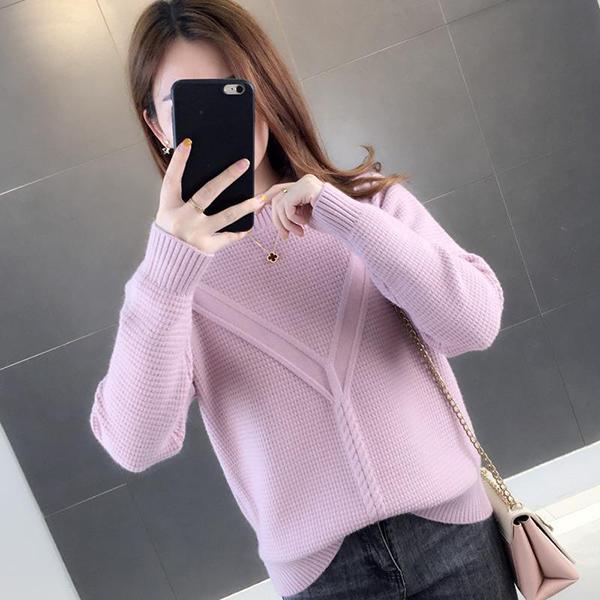 Thick Sweater Women Autumn and Winter Korean Loose Short Long Sleeves Versatile Bottoming Sweater Outer Wear