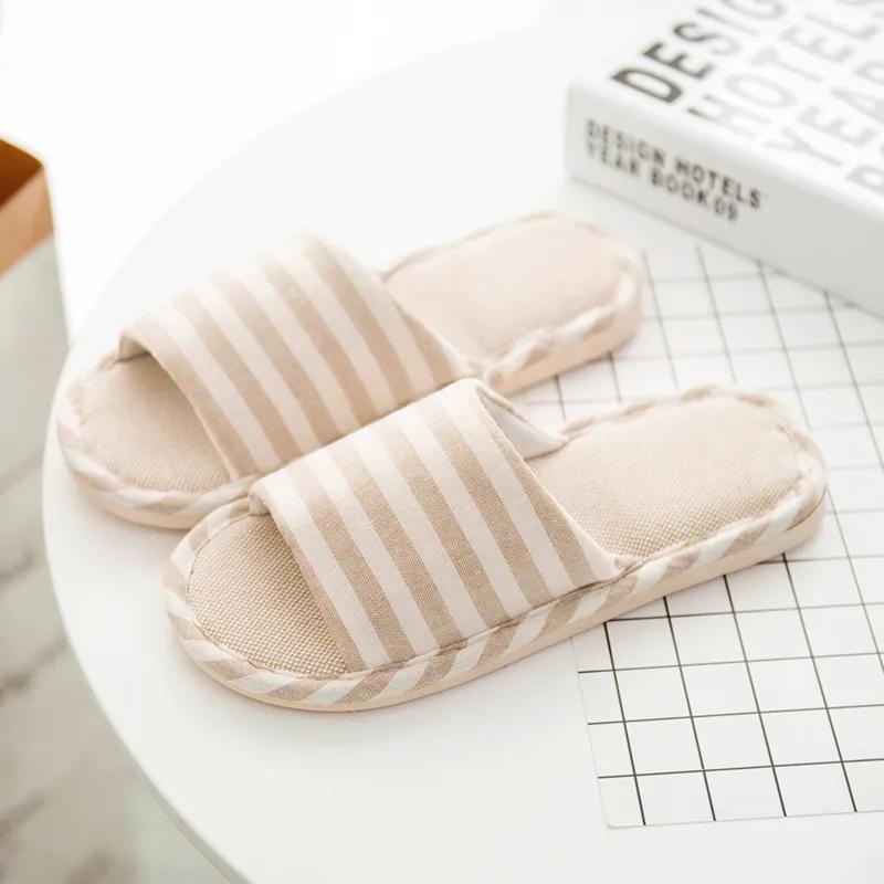 Women Indoor Slippers Floor Flat Shoes Spring Autumn Linen Flip Flops Home Slippers Female Comfortable Zapatillas de hombre New