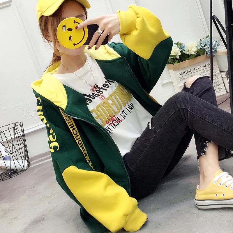 Wild Large Size Long Sleeve Warm Hooded Top Autumn and Winter Sweater Cotton Female Sweatshirt