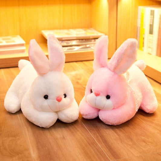 Children Lovely Little Rabbit Plush Doll Cute Silk Ribbon Lying Rabbit Plush Toys Kids Sleeping Doll Pillow Gifts