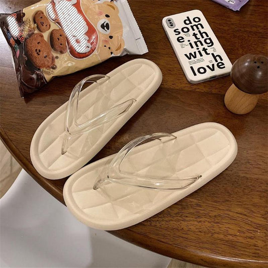 Korean Version of The Transparent Flip-flops Female Summer Solid Color Cool Fashion Casual Ins Flip-flops Outside Wear Beach Shoes