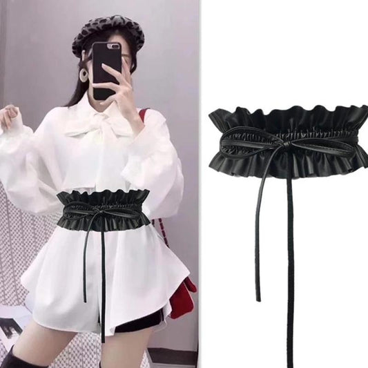 Women's Wide-waisted Skirt with Elastic Elastic Waistband Decorative Waistband Fringed Bandage Waist Durable Dancing Belt Dress Belt