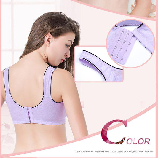 Comfortable Solid Color Cotton Thin Waistcoat Without Steel Ring Gathered Bra Large Size Full Cup Tube Top Underwear Thin and Breathable
