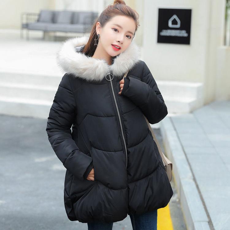 Thick and Warm Cute Down Jacket Loose Warm Cotton Jacket with Fluffy Fur Collar Hooded Short Down Jacket Thick Warm Thick Coat