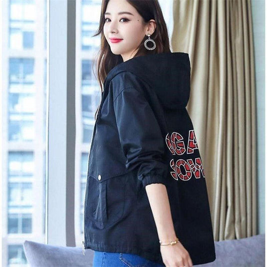 Spring and Autumn Short Hooded Casual Small Windbreaker Loose Jacket Jacket Women