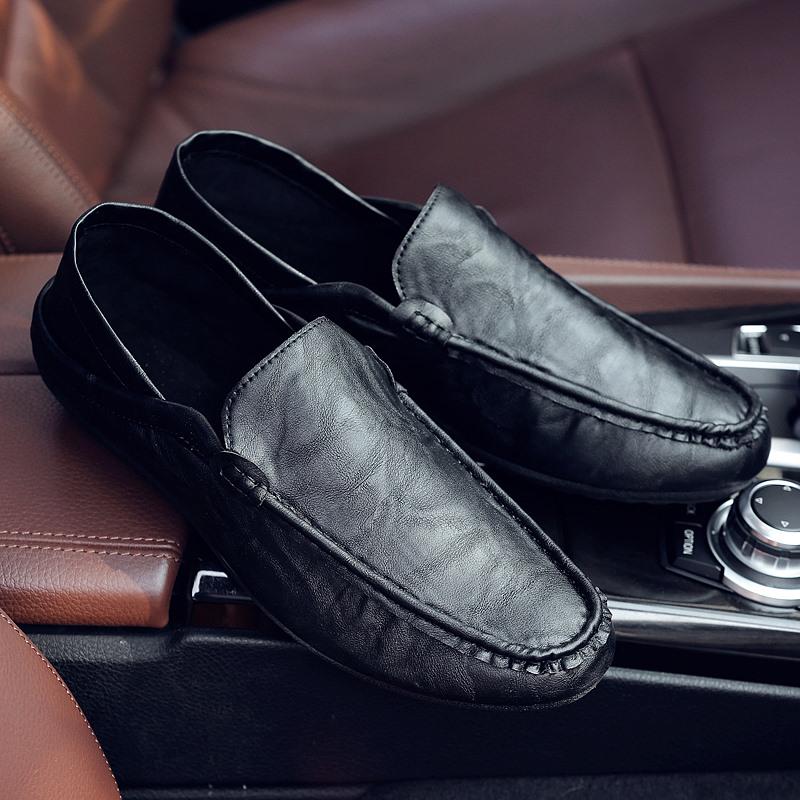 Peas shoes men's lazy shoes a pedal social spirit guy All-match men's casual leather shoes
