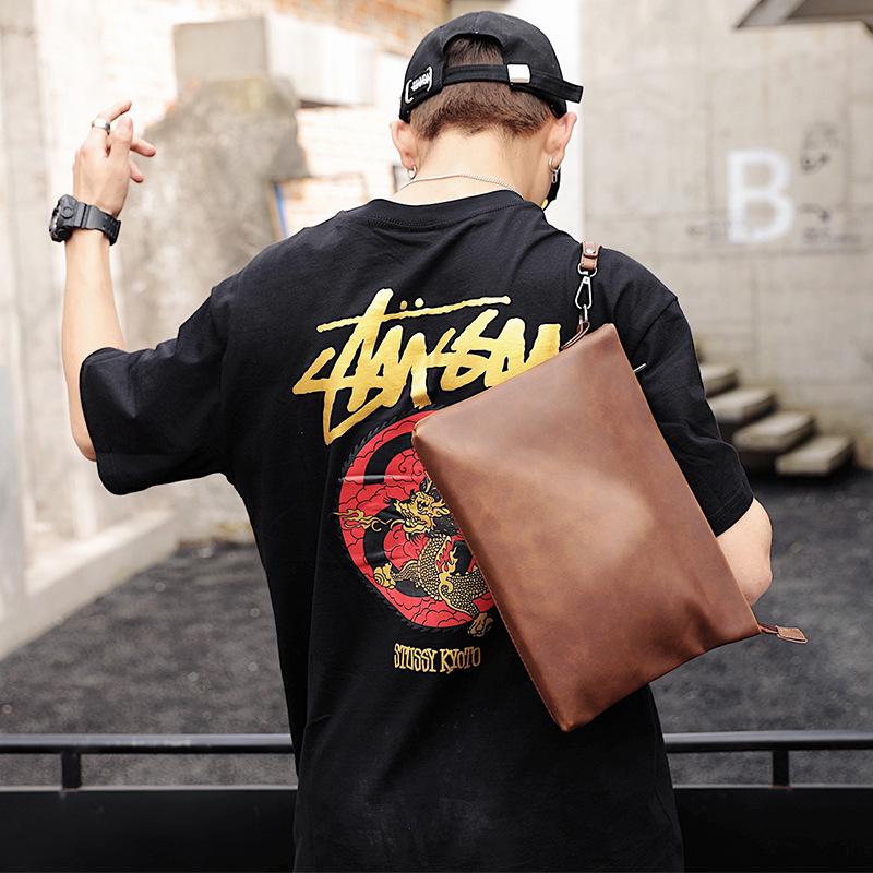 Business Briefcase Men Retro Brown Waterproof Soft Leather IPad Tote Shoulder Bags Computer Bag