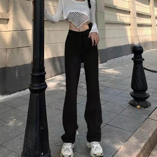 Design High Waist Display Thin Jeans Women's Straps Straight Pants Wrapping Pants Do Not Cause Pants Trousers