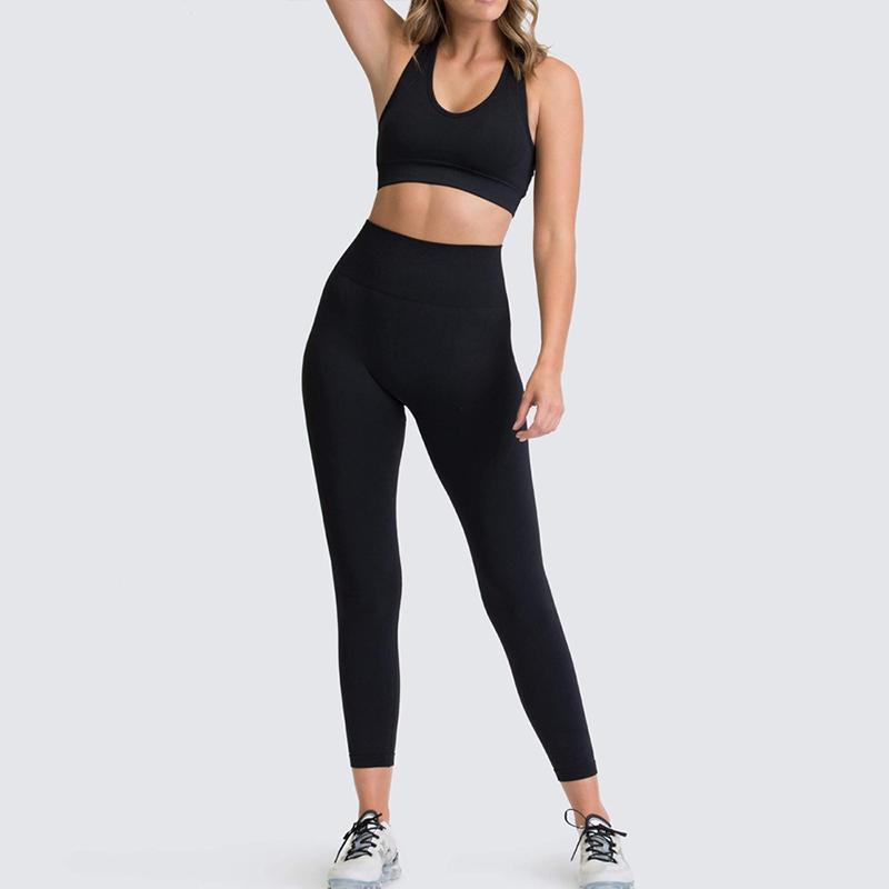 Sports Outfit Fitness Set Athletic Wear Yoga Clothing Set Sports Suit Women Sportswear Seamless Knit Hips Sports Yoga Set Fitness Bra Vest Set