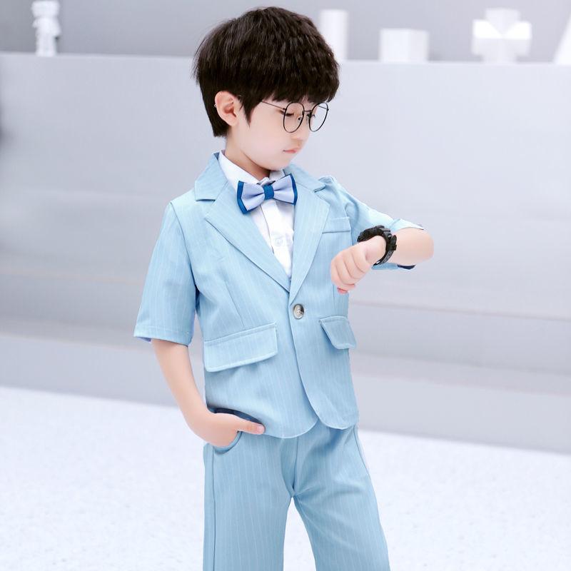 Boys Suit Three-piece Small Suit Host Piano Performance Clothes Male Flower Girl Dress Handsome British Tide