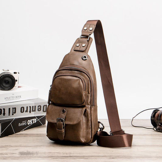 Chest Bag Men Multi-pocket Headphone Hole Messenger Bag Outdoor Leisure Sports Shoulder Bag
