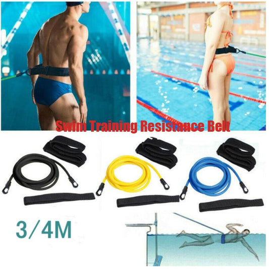 3/4M Adjustable Swim Training Resistance Elastic Belt Tether Elastic Rope Band