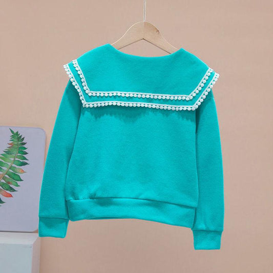 Girls' Long-sleeved Sweet and Versatile Girls' Bottoming Shirt Long-sleeved Doll Collar Sweater Spring and Autumn