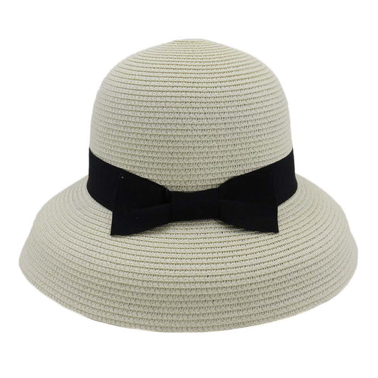 Sun Hat Women Bowknot Straw Sun Hat Floppy Wide Brim Summer Beach Uv Protective Hat
