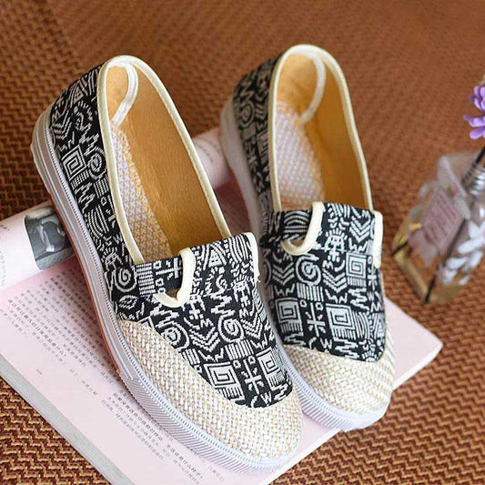 Cloth Shoes Women's Linen Retro Ethnic Style Flat Non-slip Breathable Lazy Shoes