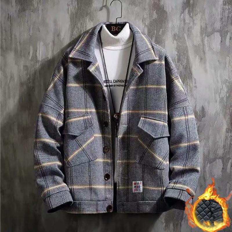 Cotton Thick Woolen Coat Men's Autumn and Winter Loose Korean Style Trendy Woolen Jackets
